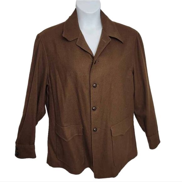 VINTAGE 70s Pendleton brown wool button up shacket‎ shirt jacket L - Picture 1 of 9